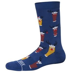 Saxx Whole Package Crew Socks Blue Brewdolph Christmas
